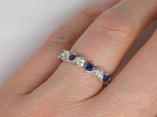 Load image into Gallery viewer, 9ct White Gold Round Brilliant Sapphire And Diamond 7 Stone Ring SKU 5706048
