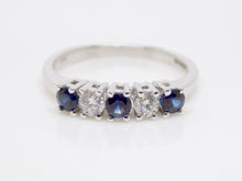 Load image into Gallery viewer, 9ct White Gold Round Brilliant Sapphire And Diamond 5 Stone Ring SKU 5706049
