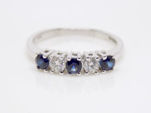 9ct White Gold Round Brilliant Sapphire And Diamond 5 Stone Ring SKU 5706049