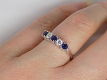 Load image into Gallery viewer, 9ct White Gold Round Brilliant Sapphire And Diamond 5 Stone Ring SKU 5706049
