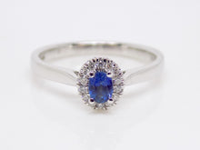 Load image into Gallery viewer, 9ct White Gold Oval Sapphire Halo Diamond Engagement Ring SKU 5706053
