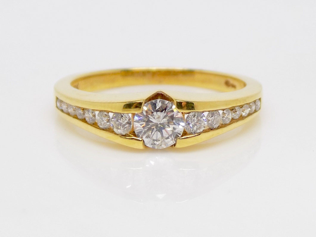 18ct Yellow Gold Round Brilliant Channel Set Diamonds Engagement Ring 0.50ct SKU 8802013