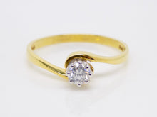 Load image into Gallery viewer, 18ct Yellow Gold Round Brilliant Diamond Solitaire Twist Engagement Ring 0.25ct SKU 8803094
