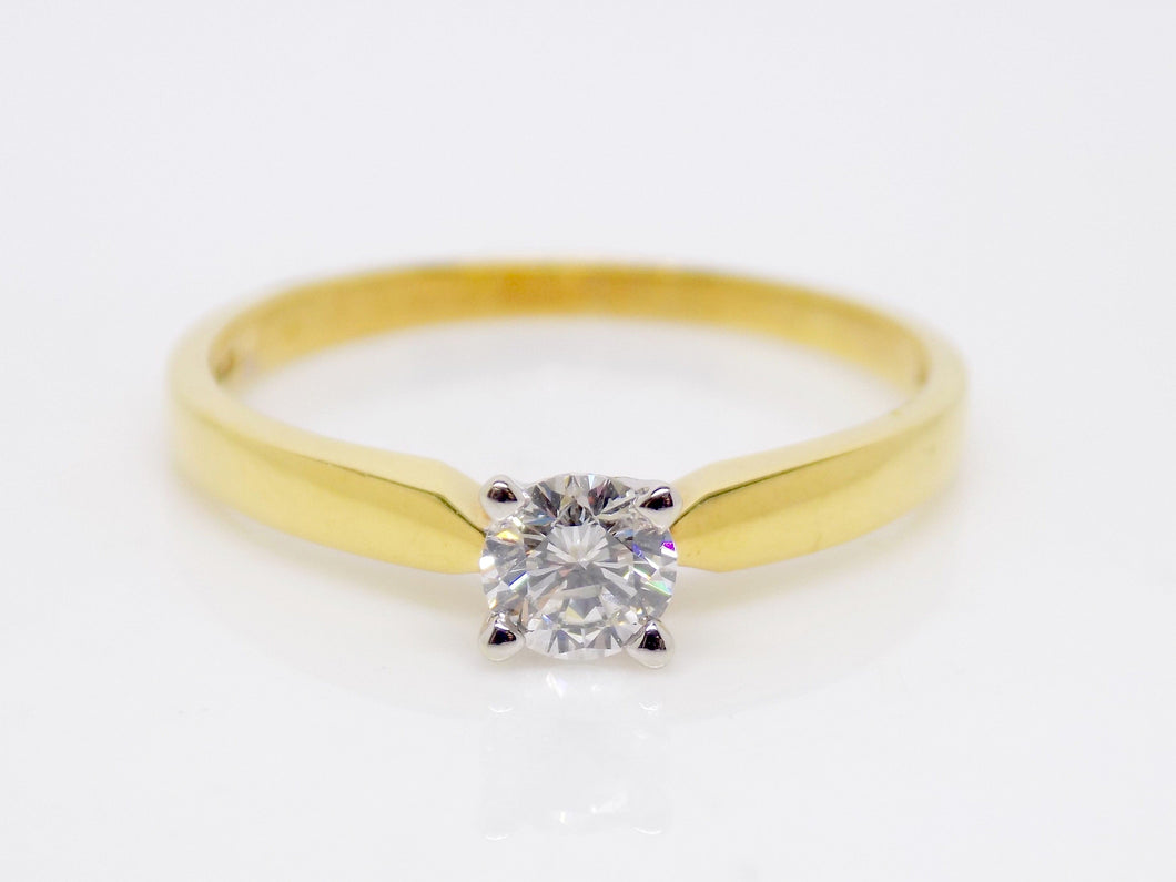 18ct Yellow Gold Round Brilliant Diamond Solitaire Engagement Ring 0.33ct SKU 8803084