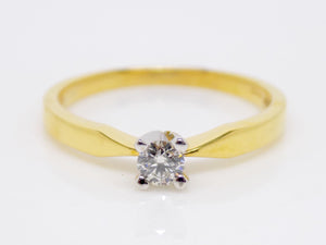 18ct Yellow Gold Round Brilliant Diamond Solitaire Engagement Ring 0.15ct SKU 8803156