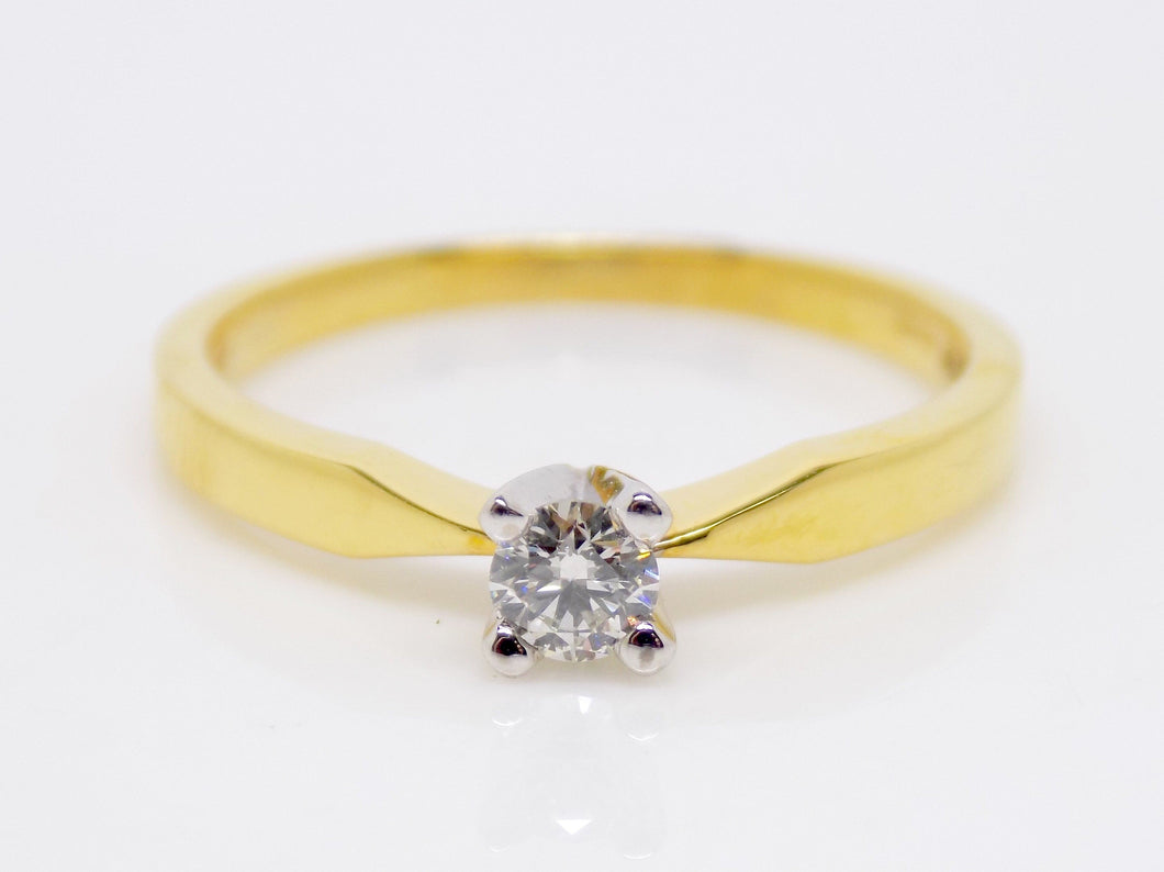 18ct Yellow Gold Round Brilliant Diamond Solitaire Engagement Ring 0.15ct SKU 8803156