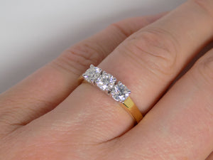 18ct Yellow Gold 3 Round Brilliant Diamond Engagement Ring 0.75ct SKU 8803073