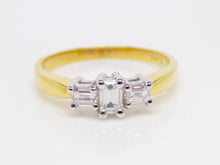 Load image into Gallery viewer, 18ct Yellow Gold 3 Emerald Cut Diamonds Engagement Ring 0.46ct SKU 8803060
