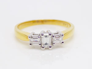 18ct Yellow Gold 3 Emerald Cut Diamonds Engagement Ring 0.46ct SKU 8803060