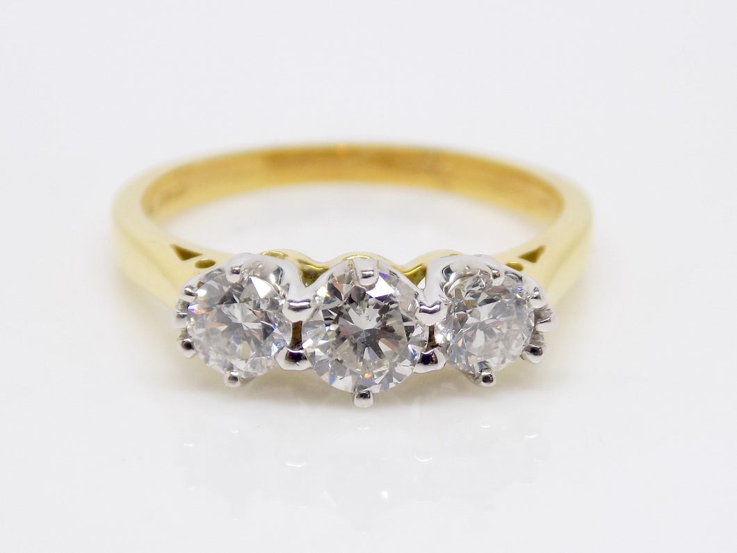 18ct Yellow Gold 3 Round Brilliant Diamonds Engagement Ring 0.75ct SKU 8803132