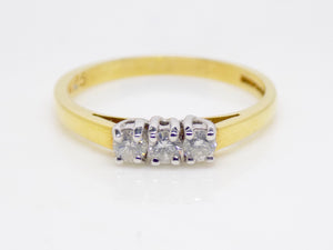 18ct Yellow Gold 3 Round Brilliant Cut Diamond Engagement Ring 0.25ct SKU 8803071