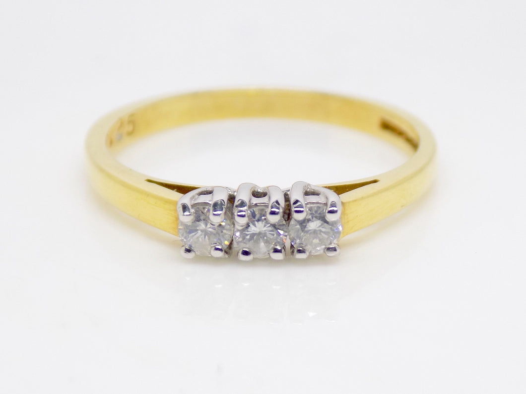 18ct Yellow Gold 3 Round Brilliant Cut Diamond Engagement Ring 0.25ct SKU 8803071