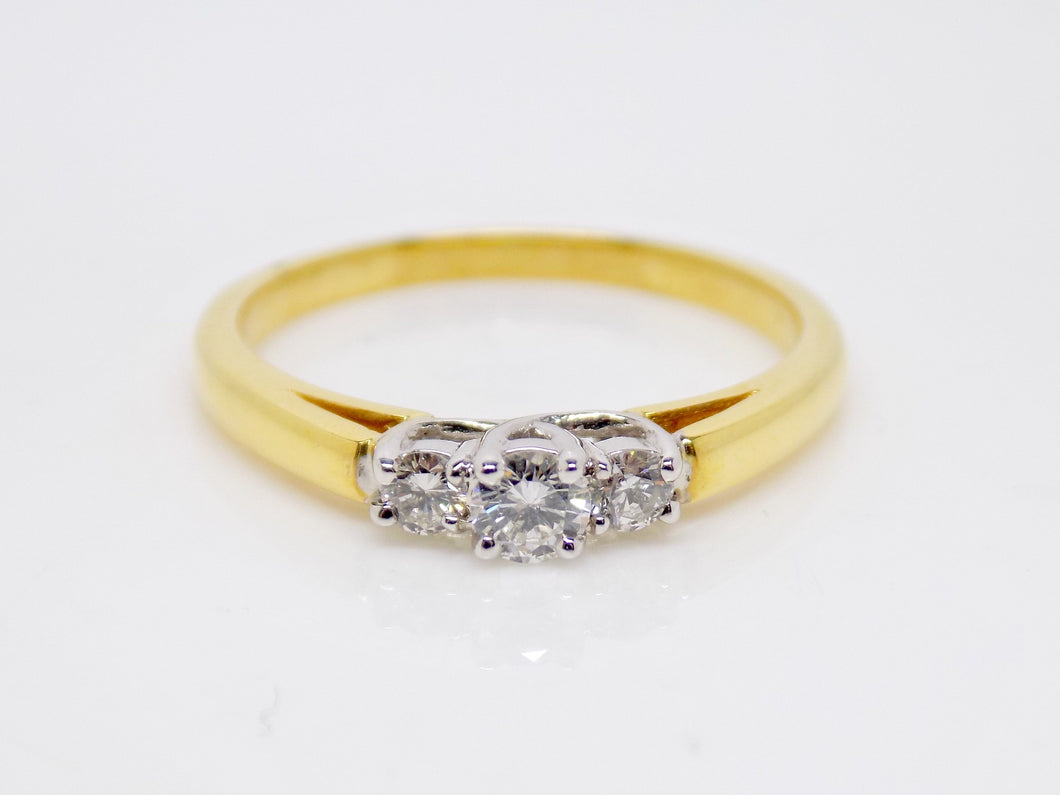 18ct Yellow Gold 3 Round Brilliant Diamonds Engagement Ring 0.25ct SKU 8803068