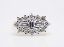 Load image into Gallery viewer, 18ct Round Brilliant &amp; Baguette Diamond Cluster Engagement Ring 1.50ct SKU 6209001
