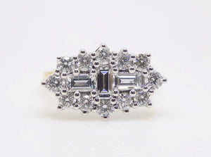 18ct Round Brilliant & Baguette Diamond Cluster Engagement Ring 1.50ct SKU 6209001
