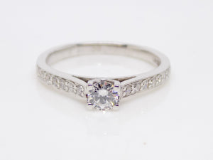 18ct White Gold Diamond Shoulders Round Brilliant Solitaire Engagement Ring 0.50ct SKU 8802079