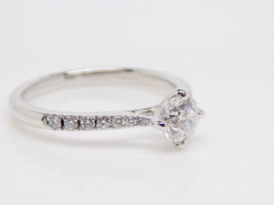 18ct White Gold Diamond Shoulders Diamond Solitaire Engagement Ring 0.64ct SKU 6301014