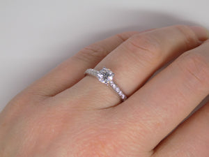 18ct White Gold Round Brilliant Diamond Solitaire Diamond Shoulder Engagement Ring 0.71ct SKU 6301016