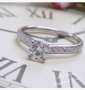 18ct White Gold Round Brilliant Diamond Solitaire Diamond Shoulder Engagement Ring 0.71ct SKU 6301016