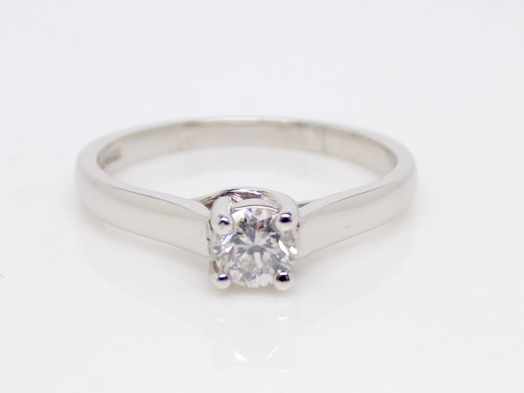 18ct White Gold Round Brilliant Diamond Solitaire Engagement Ring 0.33ct SKU 8803116