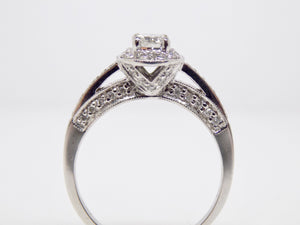 18ct White Gold Round Brilliant Diamond Halo Engagement Ring 0.50ct SKU 8802122