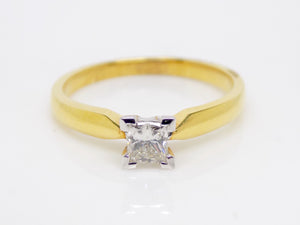 18ct Yellow Gold Princess Cut Diamond Solitaire Engagement Ring 0.30ct SKU 8803087