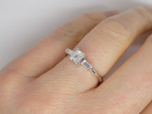 Load image into Gallery viewer, 18ct White Gold Emerald and Baguette 3 Stone Diamond Engagement Ring 0.50ct SKU 8803021
