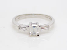 Load image into Gallery viewer, 18ct White Gold Emerald and Baguette 3 Stone Diamond Engagement Ring 0.50ct SKU 8803021
