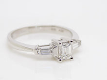 Load image into Gallery viewer, 18ct White Gold Emerald and Baguette 3 Stone Diamond Engagement Ring 0.50ct SKU 8803021
