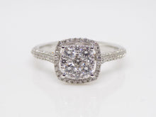 Load image into Gallery viewer, 18ct White Gold Diamond Halo Diamond Shoulders Cluster Engagement Ring 0.70ct SKU 8802068
