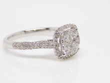 Load image into Gallery viewer, 18ct White Gold Diamond Halo Diamond Shoulders Cluster Engagement Ring 0.70ct SKU 8802068
