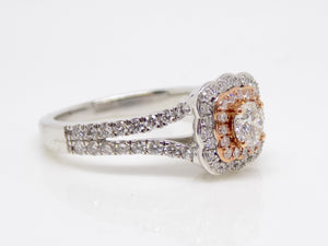 18ct White Gold and Rose Gold Accentuated Round Brilliant Diamond Engagement Ring 1.00ct SKU 8802142