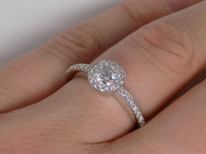 18ct White Gold Round Brilliant Diamond and Diamond Shoulders Halo Engagement Ring 0.49ct SKU 8802082