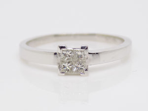 18ct White Gold 4 Princess Cut Diamonds Engagement Ring 0.20ct SKU 8801010