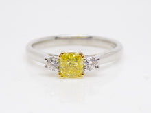 Load image into Gallery viewer, 18ct White Gold Cushion Cut Fancy Intense Yellow Diamond Engagement Ring 0.52ct SKU 6378002
