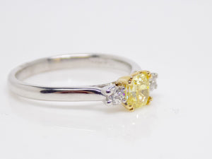 18ct White Gold Cushion Cut Fancy Intense Yellow Diamond Engagement Ring 0.52ct SKU 6378002