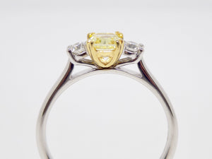 18ct White Gold Cushion Cut Fancy Intense Yellow Diamond Engagement Ring 0.52ct SKU 6378002