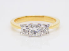 Load image into Gallery viewer, 18ct Yellow Gold 3 Princess Cut Diamonds Engagement Ring 0.75ct SKU 8803076
