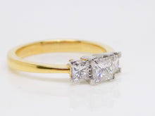 Load image into Gallery viewer, 18ct Yellow Gold 3 Princess Cut Diamonds Engagement Ring 0.75ct SKU 8803076
