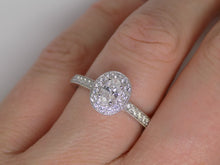 Load image into Gallery viewer, Platinum Oval Cut Diamond Diamond Halo/Shoulders Engagement Ring 0.62ct SKU 8802099

