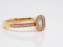 Load image into Gallery viewer, 18ct Rose Gold Emerald Cut Diamond Halo Engagement Ring 0.56ct SKU 8802121
