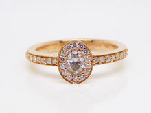 Load image into Gallery viewer, 18ct Rose Gold Oval Cut Diamond Halo Diamond Shoulder Engagement Ring 0.50ct SKU 8802120

