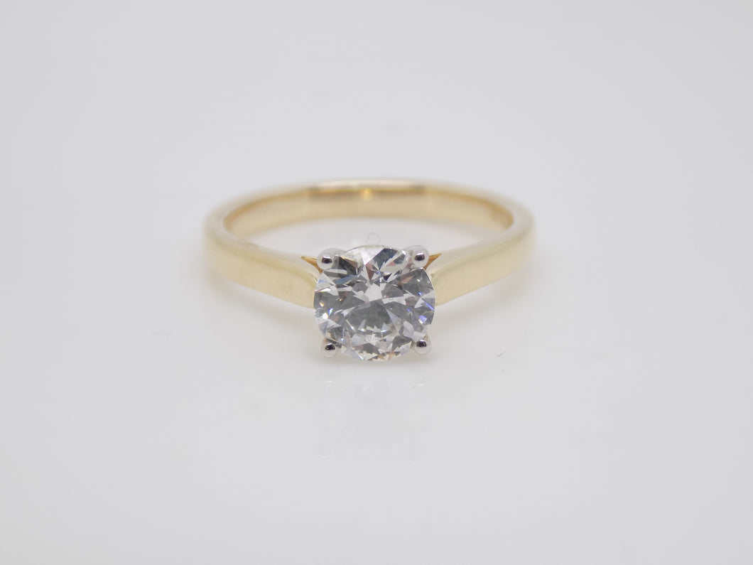 9ct Yellow Gold Round Brilliant Lab Grown Diamond Solitaire Engagement Ring 1.00ct SKU 7707028