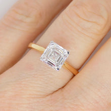 Load image into Gallery viewer, 18ct Yellow Gold Square Emerald Cut Lab Grown Solitaire Diamond Engagement Ring 2.01ct  SKU 7707033
