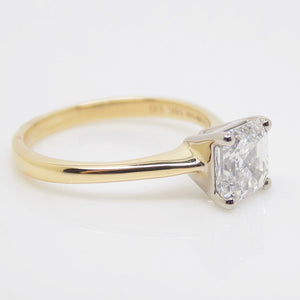18ct Yellow Gold Square Emerald Cut Lab Grown Solitaire Diamond Engagement Ring 1.65ct SKU 7707036