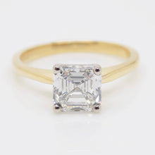 Load image into Gallery viewer, 18ct Yellow Gold Square Emerald Cut Lab Grown Solitaire Diamond Engagement Ring 1.65ct SKU 7707036
