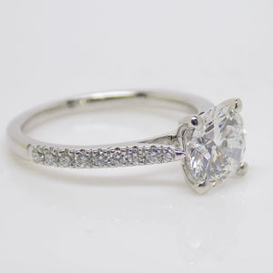 Aroca "Aveline" Platinum Round Brilliant Lab Grown Diamond Solitaire/Shoulders Engagement Ring 1.74ct SKU 7707075