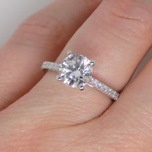 Load image into Gallery viewer, Aroca &quot;Aveline&quot; Platinum Round Brilliant Lab Grown Diamond Solitaire/Shoulders Engagement Ring 1.74ct SKU 7707075
