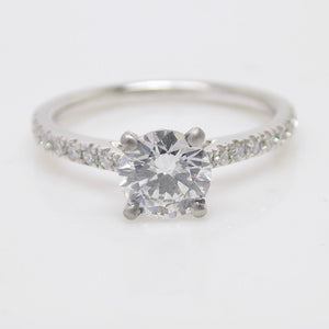 Aroca "Aveline" Platinum Round Brilliant Lab Grown Diamond Solitaire/Shoulders Engagement Ring 1.17ct SKU 7707076