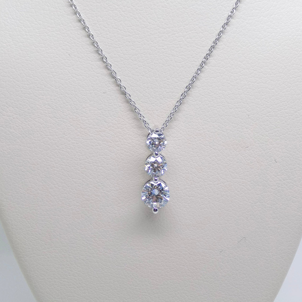 9ct White Gold 3 Round Brilliant Graduated Lab Grown Diamonds Pendant 0.76ct SKU 7743801